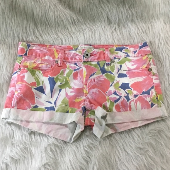 Aeropostale summer tropical denim summer beach short shorts 3/4 - Picture 2 of 6